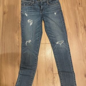 American Eagle Outfitters Distressed Skinny Jeans in Blue